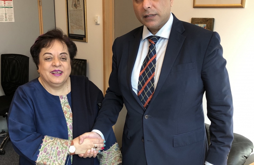 Photos are of Sajjad Karim MEP meeting the Minister for Human Rights, Dr Shireen Mazari at the European Parliament in Brussels on 03/04/19.