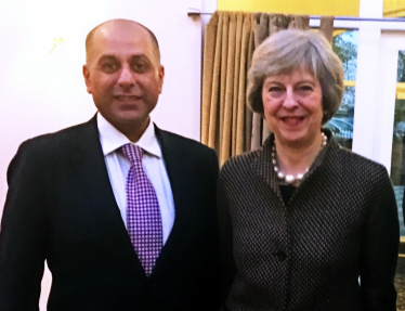Sajjad Karim MEP pictured with PM Theresa May MP