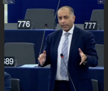 Sajjad Karim MEP speaking in the European Parliament, Strasbourg on 12th November 