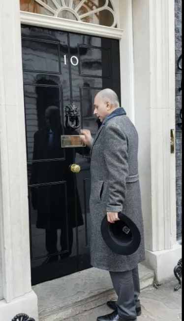 Sajjad Karim arriving at 10 Downing Street 